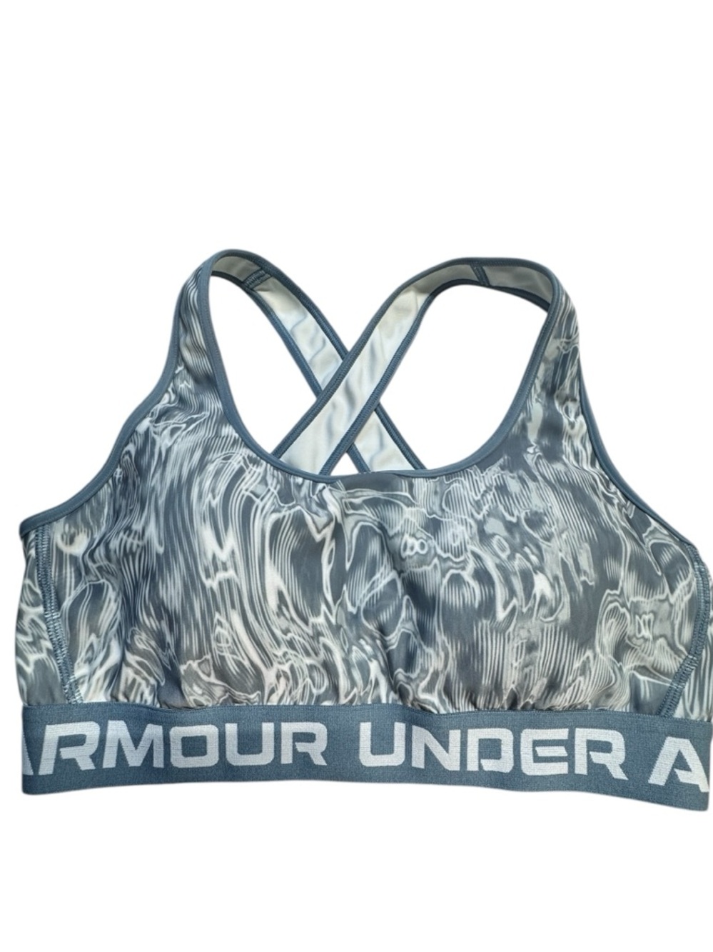 Under Armour Blue Gray Marbled Crisscross Sports Bra